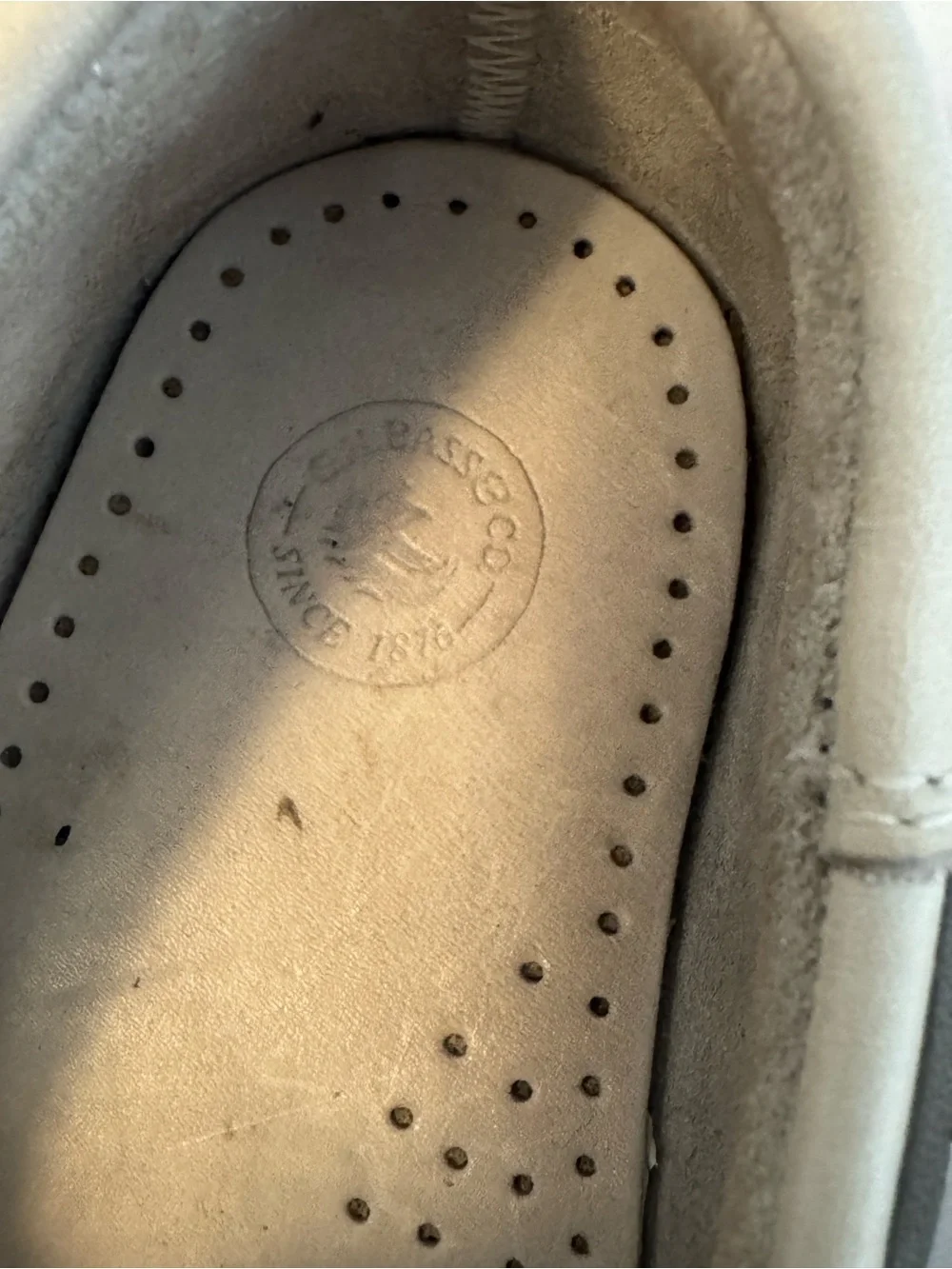 G.H. Bass & Co. Light Beige Leather Boat Shoes with Gray Laces